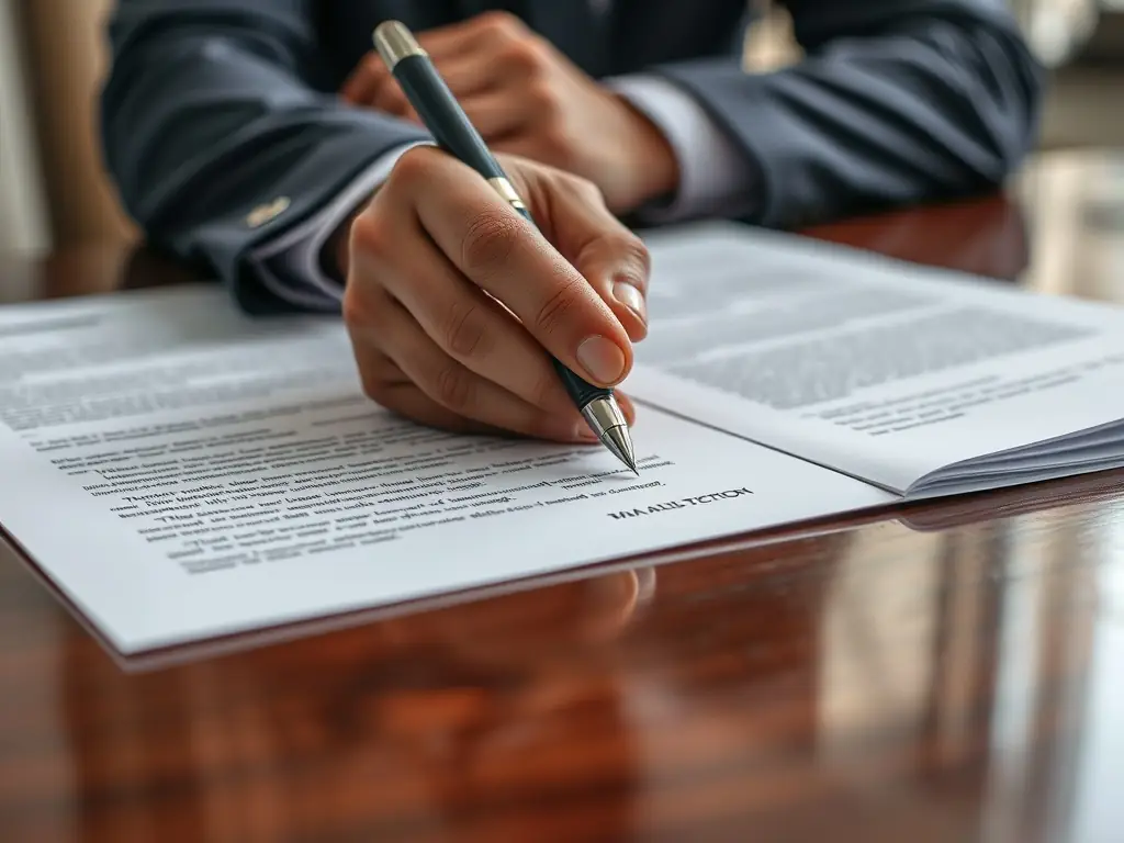 A close-up of a director signing important legal documents.