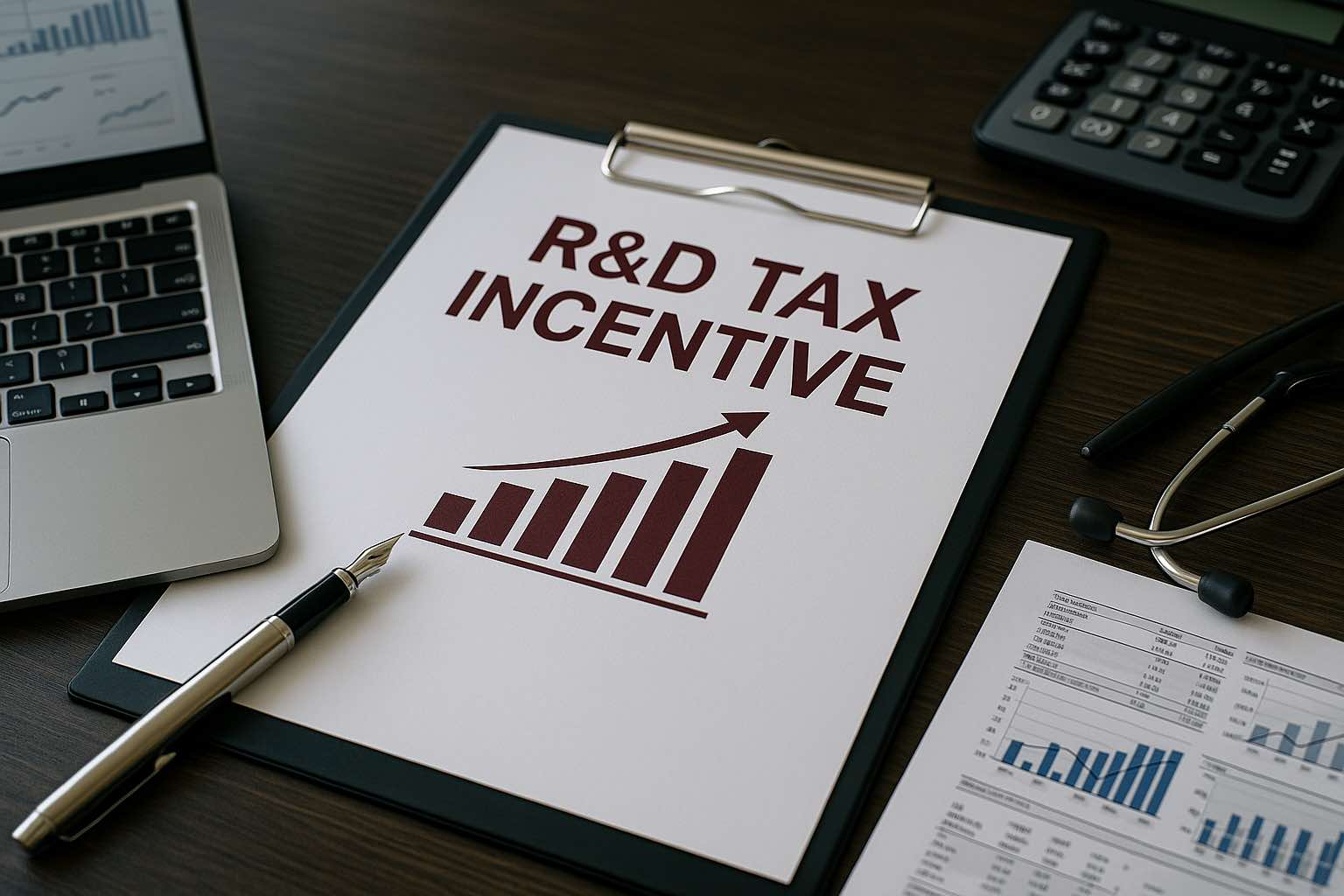 R&D tax incentive document on desk.